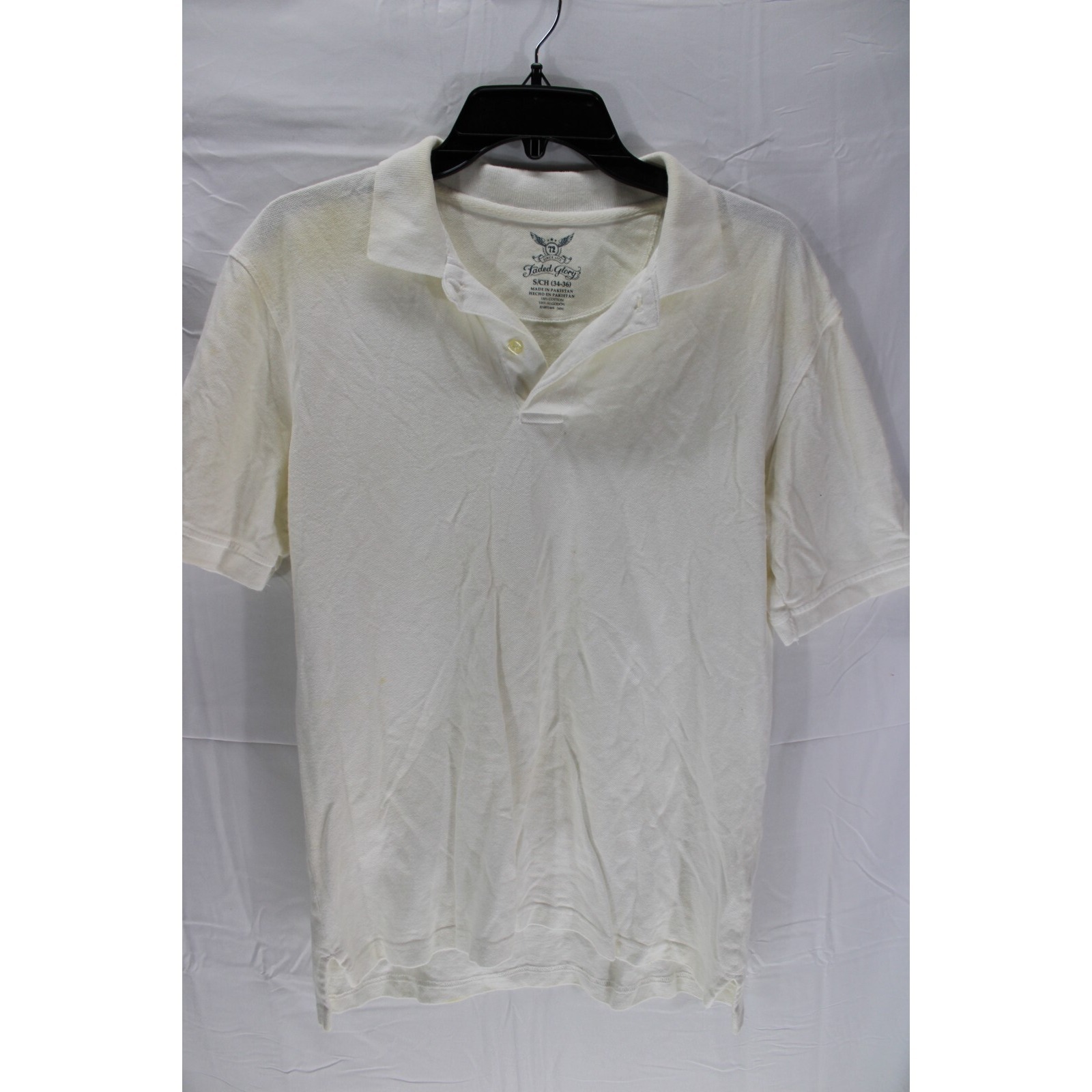 Faded Glory Polo Cotton 72 White Size S/Ch 34-36